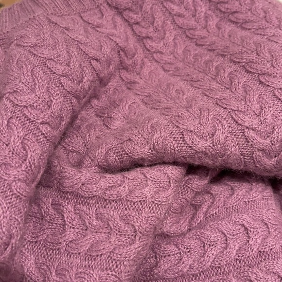 100% Cashmere Theory Super Soft Purple Cable Knit Sweater Petite P/TP - Picture 3 of 10